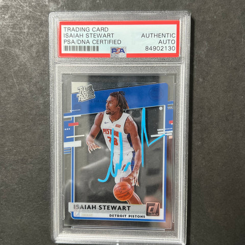 2020-21 Panini Clearly Donruss #62 Isaiah Stewart Signed Card AUTO PSA Slabbed RC Pistons