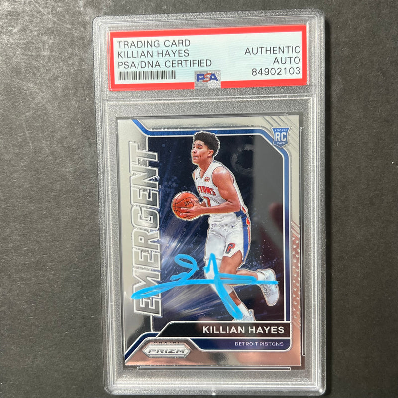 2020-21 Panini Prizm #7 Killian Hayes Signed Card AUTO PSA Slabbed RC Pistons
