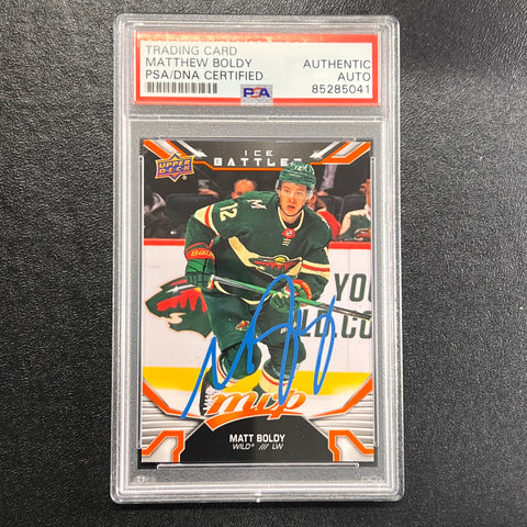 2022-23 Upper Deck MVP Hockey #250 Matthew Boldy Signed Card AUTO PSA slabbed Wild