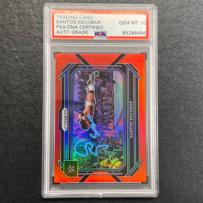 2023 Panini Prizm Smackdown #59 Santos Escobar Signed Card AUTO 10 PSA/DNA Slabbed WWE