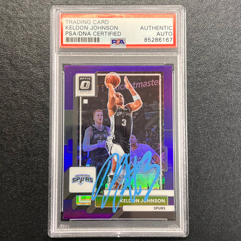 2022-23 Panini Prizm Donruss Optic #186 Keldon Johnson Signed Card AUTO PSA Slabbed Spurs