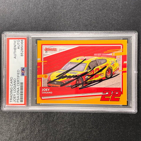 2021-2022 Panini Donruss #122 Joey Logano Signed Card AUTO PSA/DNA Slabbed Nascar