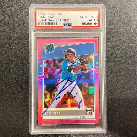 2020 Panini Donruss #48 Isan Diaz Signed Card PSA/DNA Authenticated Slabbed AUTO Marlins