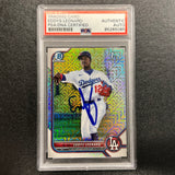 2022 Topps 1st Bowman Chrome #BCP-57 Eddys Leonard Signed Card AUTO PSA Slabbed Dodgers