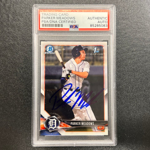 2018 Topps 1st Bowman Chrome #BDC-28 Parker Meadows Signed Card PSA Slabbed Tigers