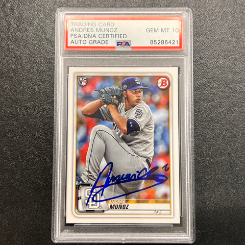 2020 Topps Bowman #90 Andres Munoz Signed Card PSA/DNA Slabbed AUTO 10 Padres RC