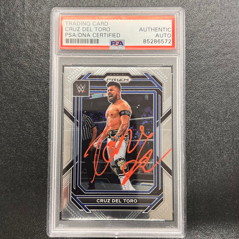 2023 Panini Prizm Smackdown #133 Cruz Del Toro Signed Card AUTO PSA/DNA Slabbed WWE