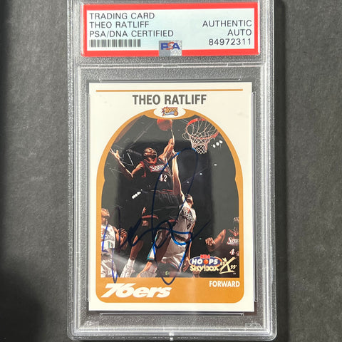 1999-00 Skybox NBA Hoops #178 Theo Ratliff Signed Card AUTO PSA Slabbed 76ers