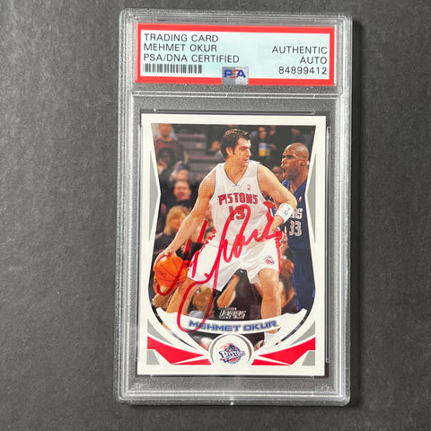 2004-05 Topps #184 Mehmet Okur Signed Card AUTO PSA/DNA Slabbed Pistons