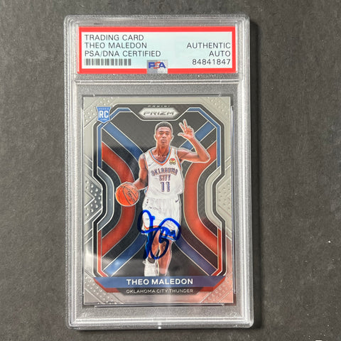 2020-21 Panini Prizm #289 Theo Maledon Signed Card AUTO PSA/DNA Slabbed Thunder