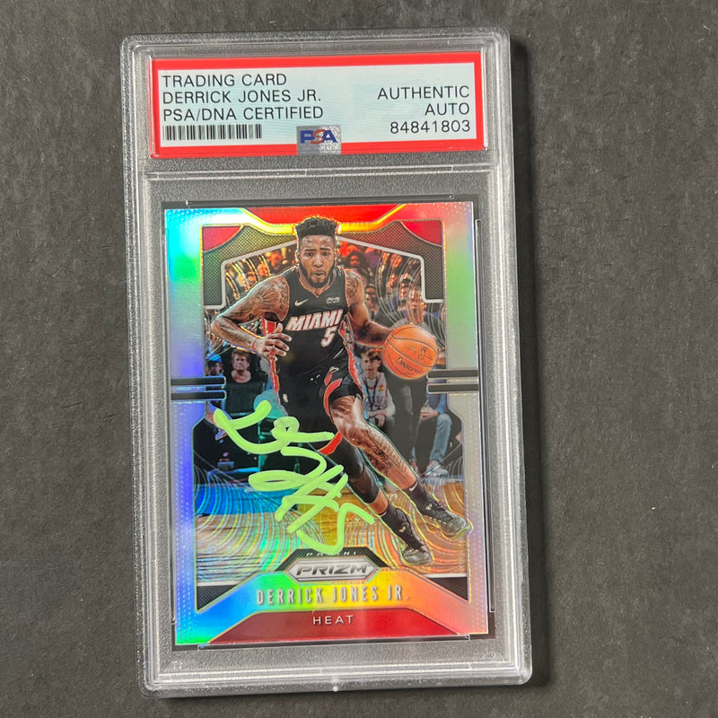 2019-20 Panini Prizm #150 Derrick Jones Jr. Signed Card AUTO PSA/DNA Slabbed Heat