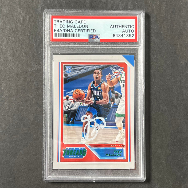 2020-21 Panini Chronicles Threads #99 Theo Maledon Signed Card AUTO PSA/DNA Slabbed Thunder