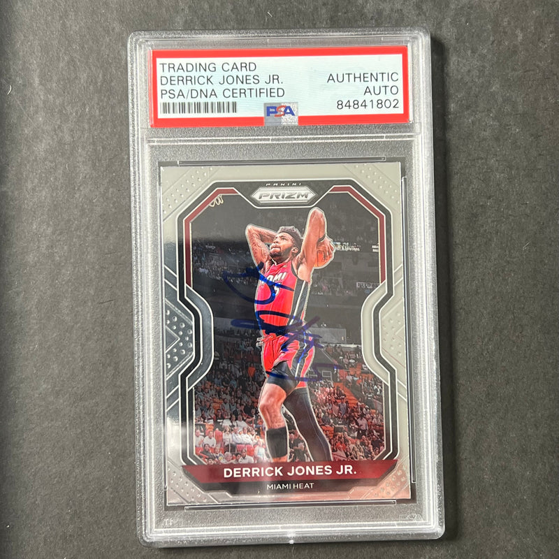 2020-21 Panini Prizm #55 Derrick Jones Jr. Signed Card AUTO PSA/DNA Slabbed Heat
