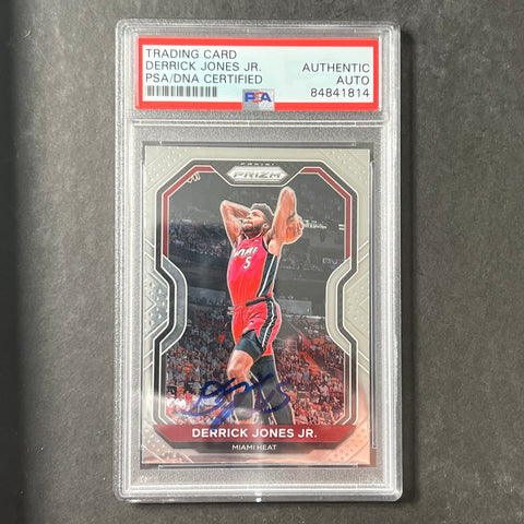 2020-21 Panini Prizm #55 Derrick Jones Jr. Signed Card AUTO PSA/DNA Slabbed Heat