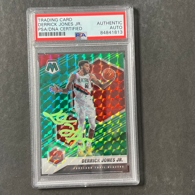2020-21 Panini Mosaic #31 Derrick Jones Jr. Signed Card AUTO PSA Blazers