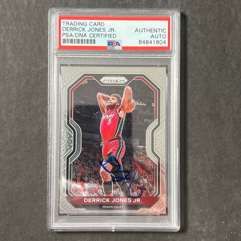 2020-21 Panini Prizm #55 Derrick Jones Jr. Signed Card AUTO PSA Heat