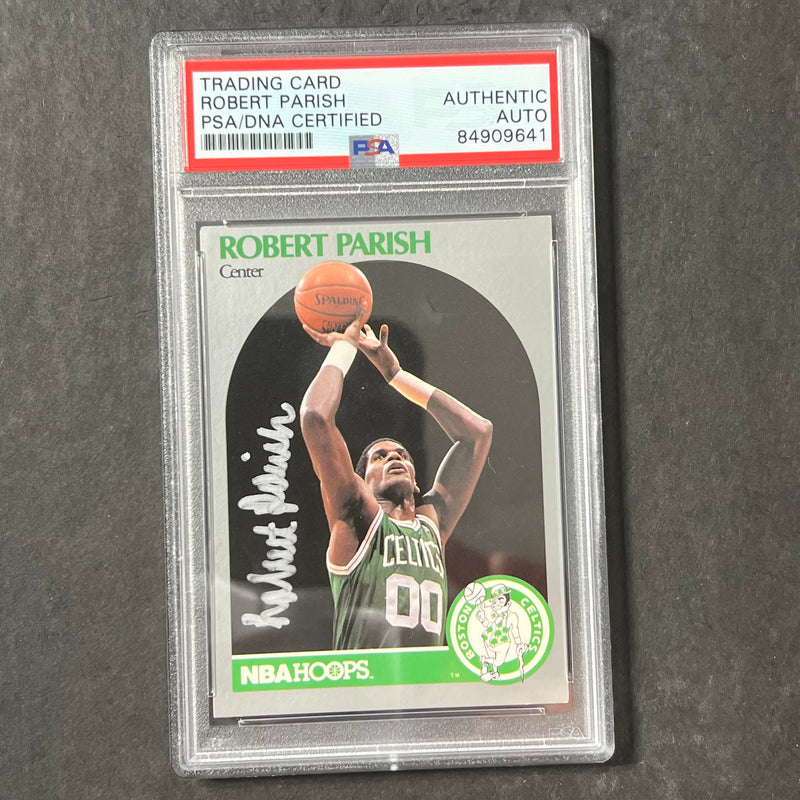1990-91 NBA Hoops #45 Robert Parish Signed AUTO PSA Slabbed Celtics