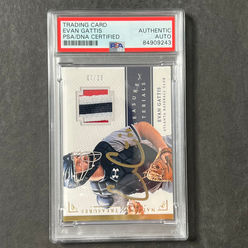 2014 Panini National Treasures #17 Evan Gattis Signed Card PSA Slabbed Auto Atlanta Baseball Club