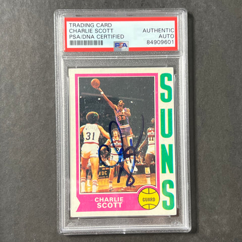 1974-75 Topps Basketball Card #35 Charlie Scott Signed AUTO PSA/DNA Slabbed Suns
