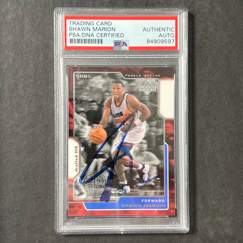 1999-00 Upper Deck Rookie Action #324 Shawn Marion Signed AUTO PSA/DNA Slabbed Suns