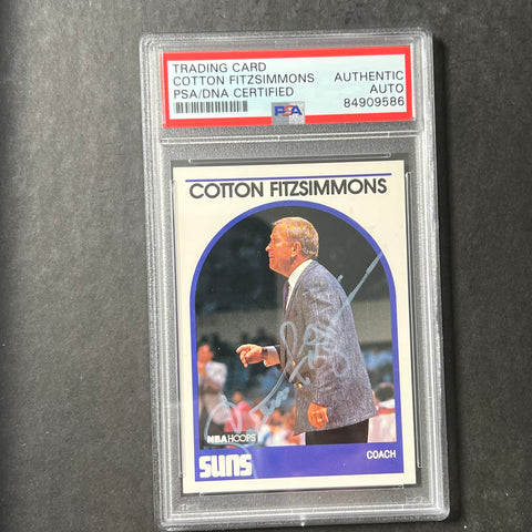 1989-90 NBA Hoops #14 Cotton Fitzsimmons Signed Card AUTO PSA/DNA Slabbed Suns