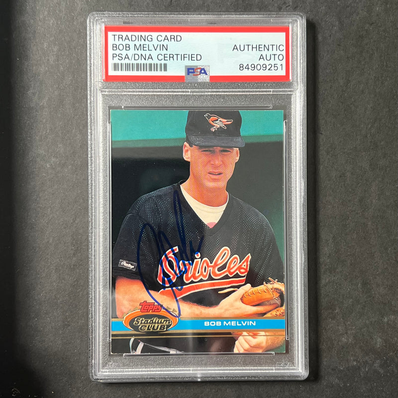 1990 Topps Stadium Club #312 Bob Melvin Signed Card PSA Slabbed Auto Orioles