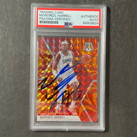 2019-20 Panini Mosaic Orange Cracked Ice #98 Montrezl Harrell Signed Card AUTO PSA Slabbed Clippers