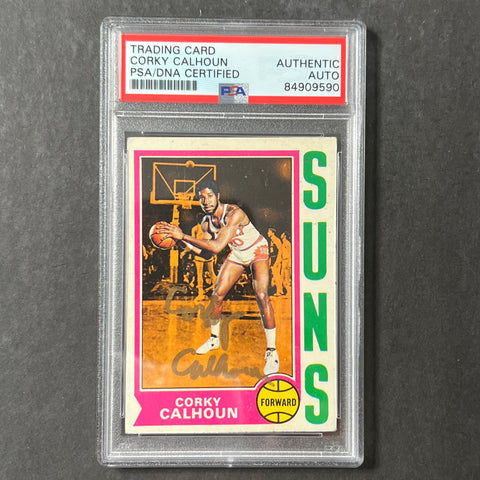 1973-74 Topps Basketball Card #107 Corky Calhoun Signed AUTO PSA Slabbed Suns