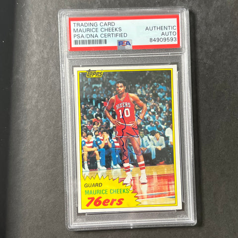 1981 Topps Basketball Card #90 Maurice Cheeks Signed AUTO PSA Slabbed 76ers