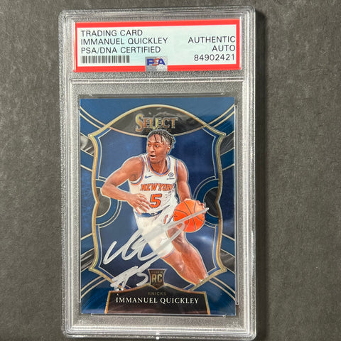 2020-2021 Panini Select #85 IMMANUEL QUICKLEY Signed Card PSA Slabbed RC Knicks