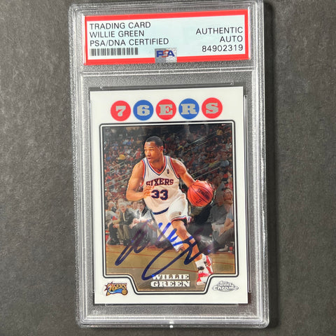 2008-09 Topps #95 Willie Green Signed Card AUTO PSA Slabbed 76ers