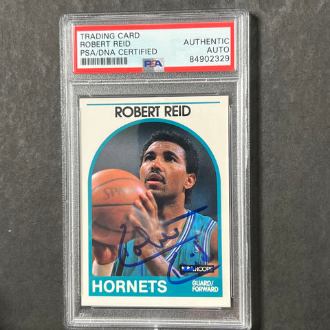 1989 NBA Hoops #88 Robert Reid Signed Card AUTO PSA Slabbed Hornets