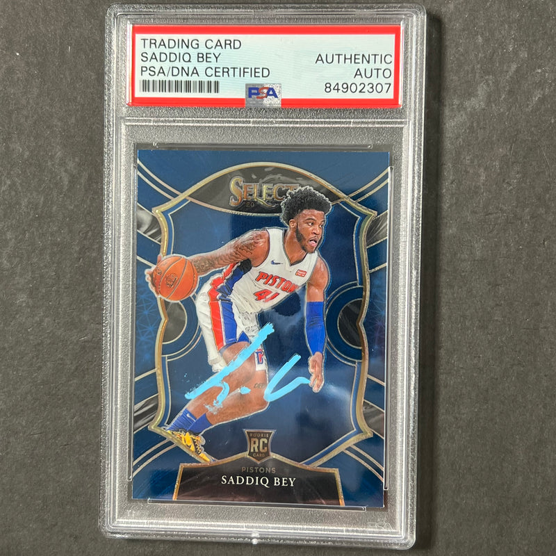 2020-21 Panini Select #79 Saddiq Bey Signed Card AUTO PSA Slabbed RC Pistons