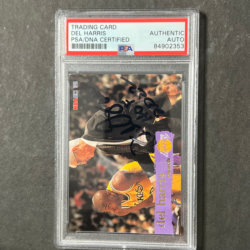 1995 Skybox #182 Del Harris Signed Card AUTO PSA Slabbed Lakers