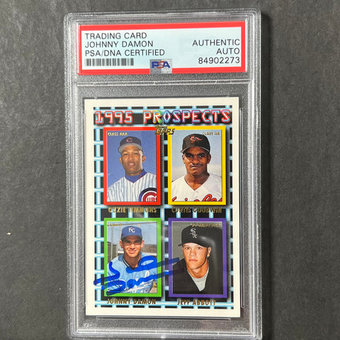 1995 Topps Prospects #599 Johnny Damon Signed Card Auto PSA Slabbed Royals