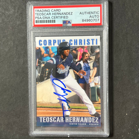 2015 MLB Corpus Christie Hooks #15/215 Teoscar Hernandez Signed Card PSA Slabbed AUTO Astros / Dodgers