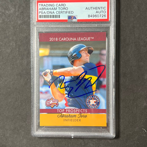 2018 Carolina League Abraham Toro Signed Card PSA Slabbed AUTO Astros/Athletics