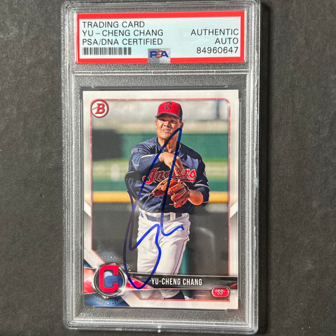 2018 Topps Prospects #BP128 Yu-Cheng Chang Signed Card PSA Slabbed AUTO Cleveland