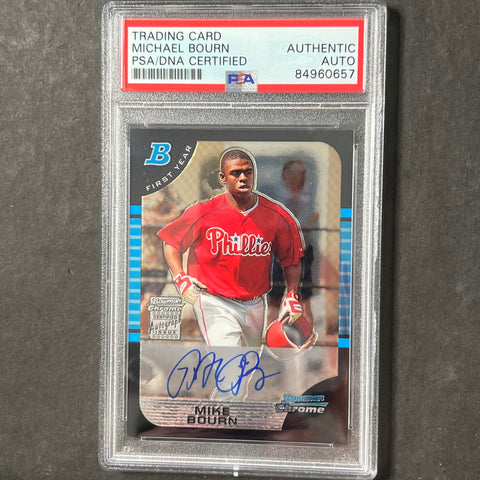 2005 Topps Bowman Chrome #342 Michael Bourn Signed Card PSA Slabbed AUTO Phillies RC