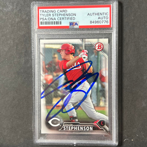 2016 Topps Bowman Briefing #BP66 Tyler Stephenson Signed Card AUTO PSA Slabbed Reds