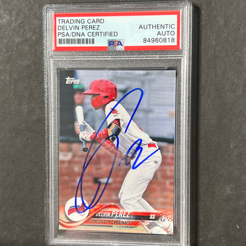 2018 Topps Pro Debut #199 Delvin Perez Signed Card PSA Slabbed Cardinals