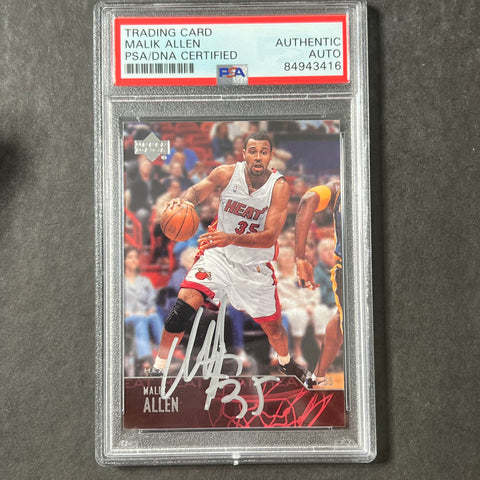 2003-04 Upper Deck #140 Malik Allen Signed Card AUTO PSA Slabbed Heat