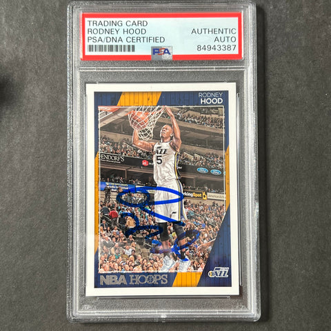 2016-17 NBA Hoops #57 Rodney Hood Signed AUTO PSA Slabbed Jazz