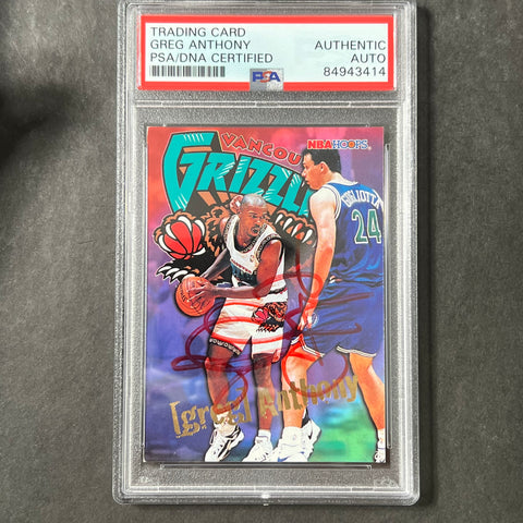 1995-96 NBA Hoops #349 Greg Anthony Signed Card AUTO PSA/DNA Slabbed Grizzlies