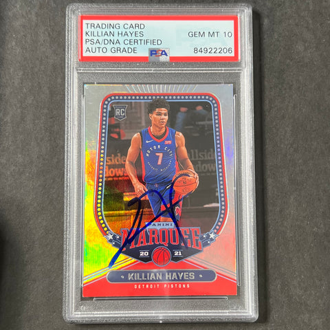 2020-21 Panini Chronicles Marquee #253 Killian Hayes Signed Card AUTO 10 PSA Slabbed RC Pistons