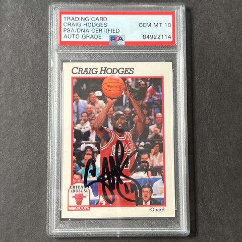 1991-92 NBA Hoops #29 Craig Hodges Signed Card AUTO 10 PSA Slabbed Bulls