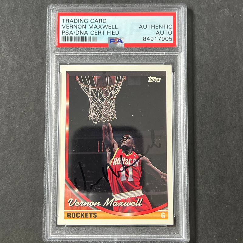 1992-93 Topps #140 Vernon Maxwell Signed Card AUTO PSA Slabbed Rockets