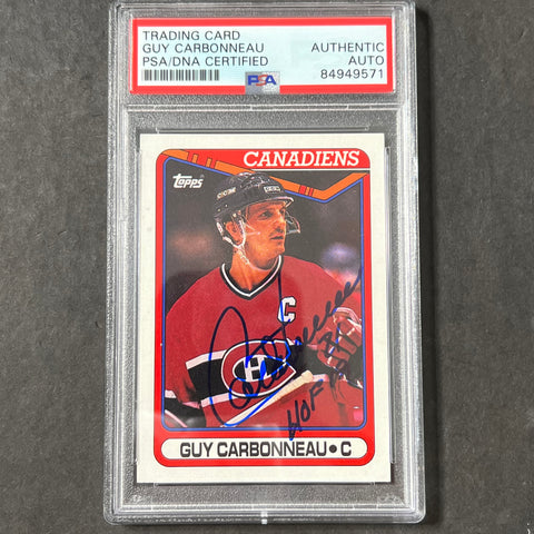1989-90 Topps #93 Guy Carbonneau Signed Card AUTO PSA slabbed Blackhawks