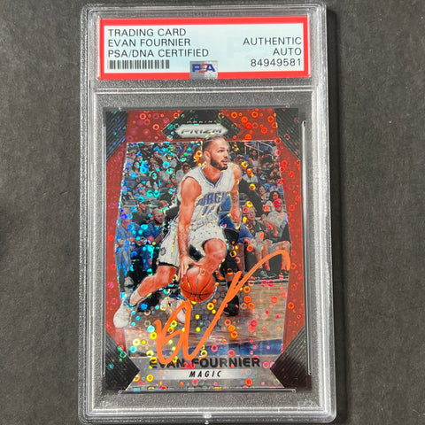 2017 Panini Prizm Cracked Ice Red #76 Evan Fournier Signed Card AUTO PSA Slabbed Magic