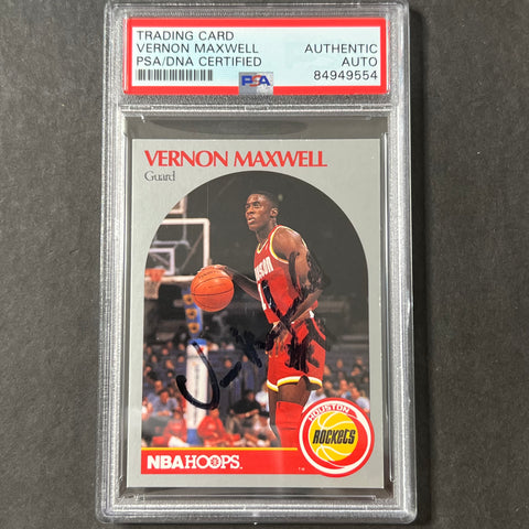 1987-88 NBA Hoops #126 Vernon Maxwell Signed Card AUTO PSA Slabbed Rockets